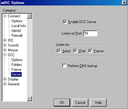 2ème étape : Configuration des DCC Send